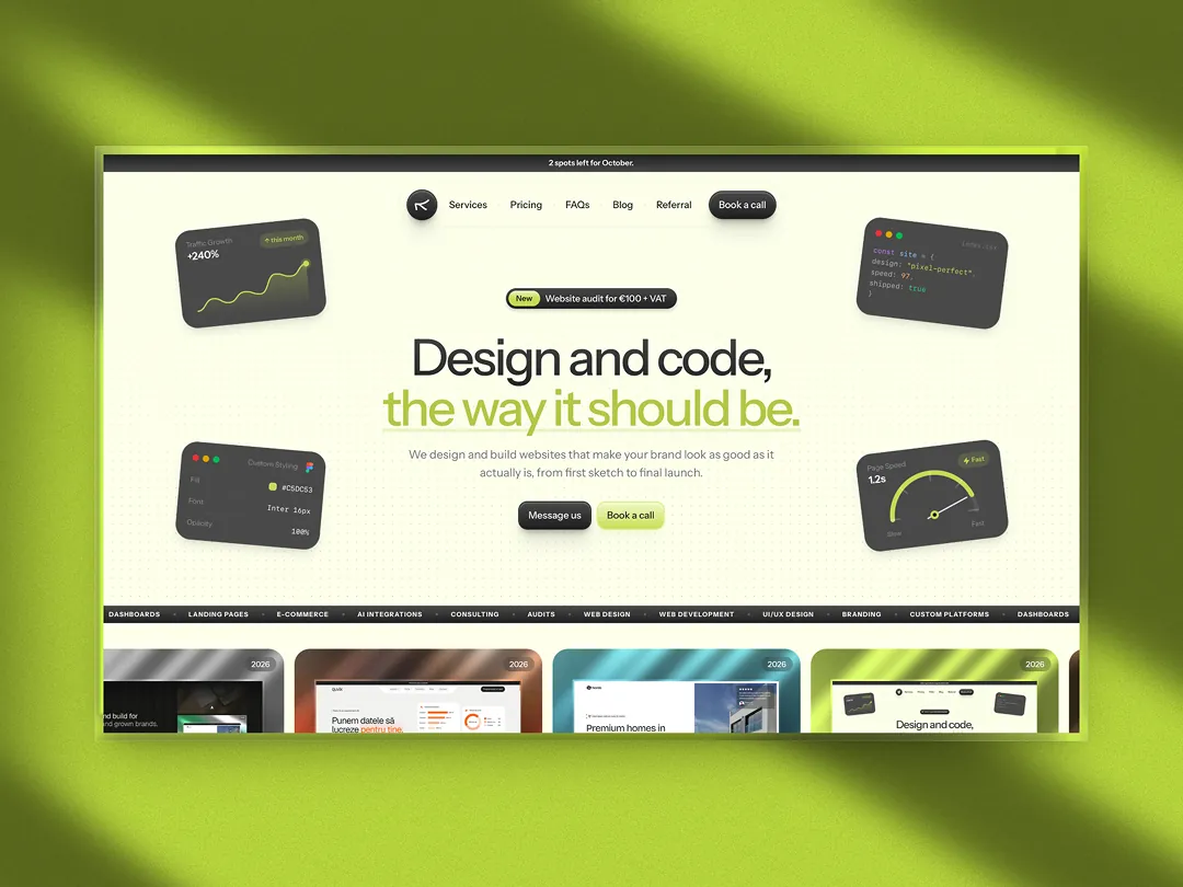 Aruno design and development studio website